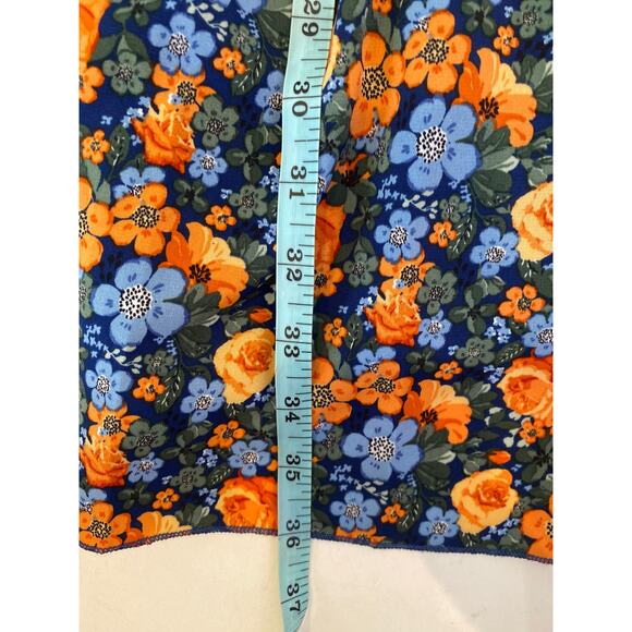 Kirundo Floral Mini Shift Dress EUC Sz Lg Ruffle Hem Neck Tie Polyester Light - Picture 11 of 13